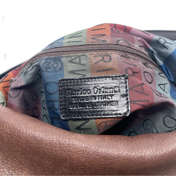 Marino Orlando Leather Brown With Black Trim Shoulder Sling Bag Adjustable Strap - Picture 7 of 8